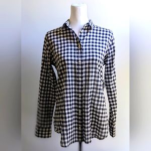 J CREW  CLASSIC fit navy gingham checked blouse size 4